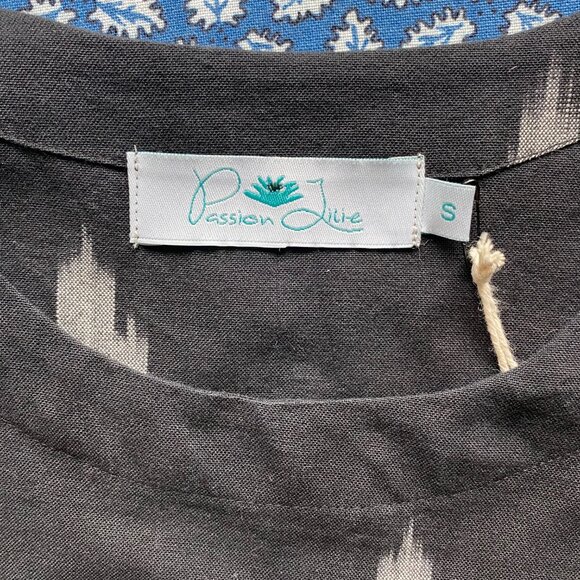 Fair Trade Genuine Ikat 100% Cotton Pullover Women's Shirt Small Passion Lilie - Picture 8 of 11